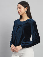 Round Neck Full Sleeves Velvet Top
