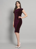 Back Slit Bodycon Party Dress One Shoulder Wine