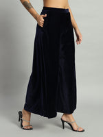 Wide Bottoms Stylish Palazzo Pants Party Trousers Peacock Blue