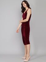 Flattering Cut Sleeveless Bodycon Party Dress Maroon