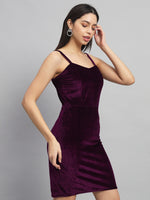 Shoulder Strap Sleeveless Bodycon Party Dress Wine