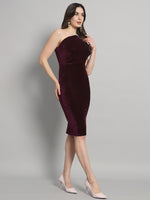 Back Slit Bodycon Party Dress One Shoulder Wine