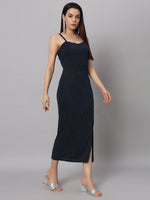 Lycra Sleeveless Maxi Party Dress Bodycon Peacock Blue