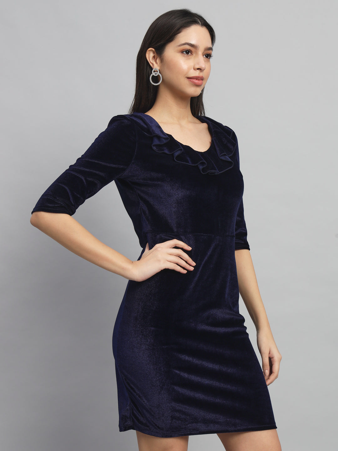 Half Sleeves Above Knee Party Dress Black