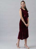 A-Line Ruffle Bottom Sleeveless Party Dress Wine