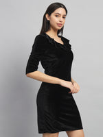 Half Sleeves Above Knee Party Dress Black