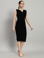 Deep V-Neck Sleeveless Bodycon Party Dress Black