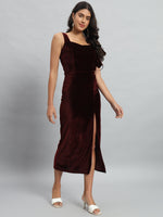 One Flared Sleeve Bodycon Party Dress Wine