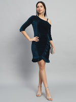 One Shoulder Bodycon Half sleeves Party Dress Black