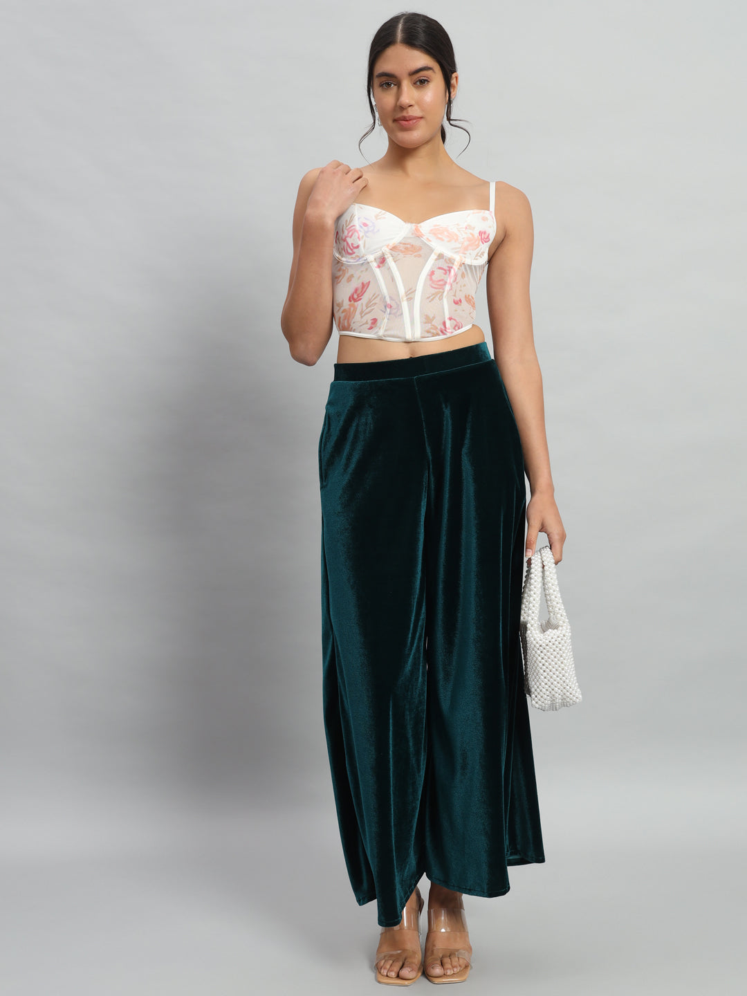 Women Velvet Wide Leg Palazzos