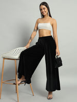 Wide Bottoms Stylish Palazzo Pants Party Trousers Black