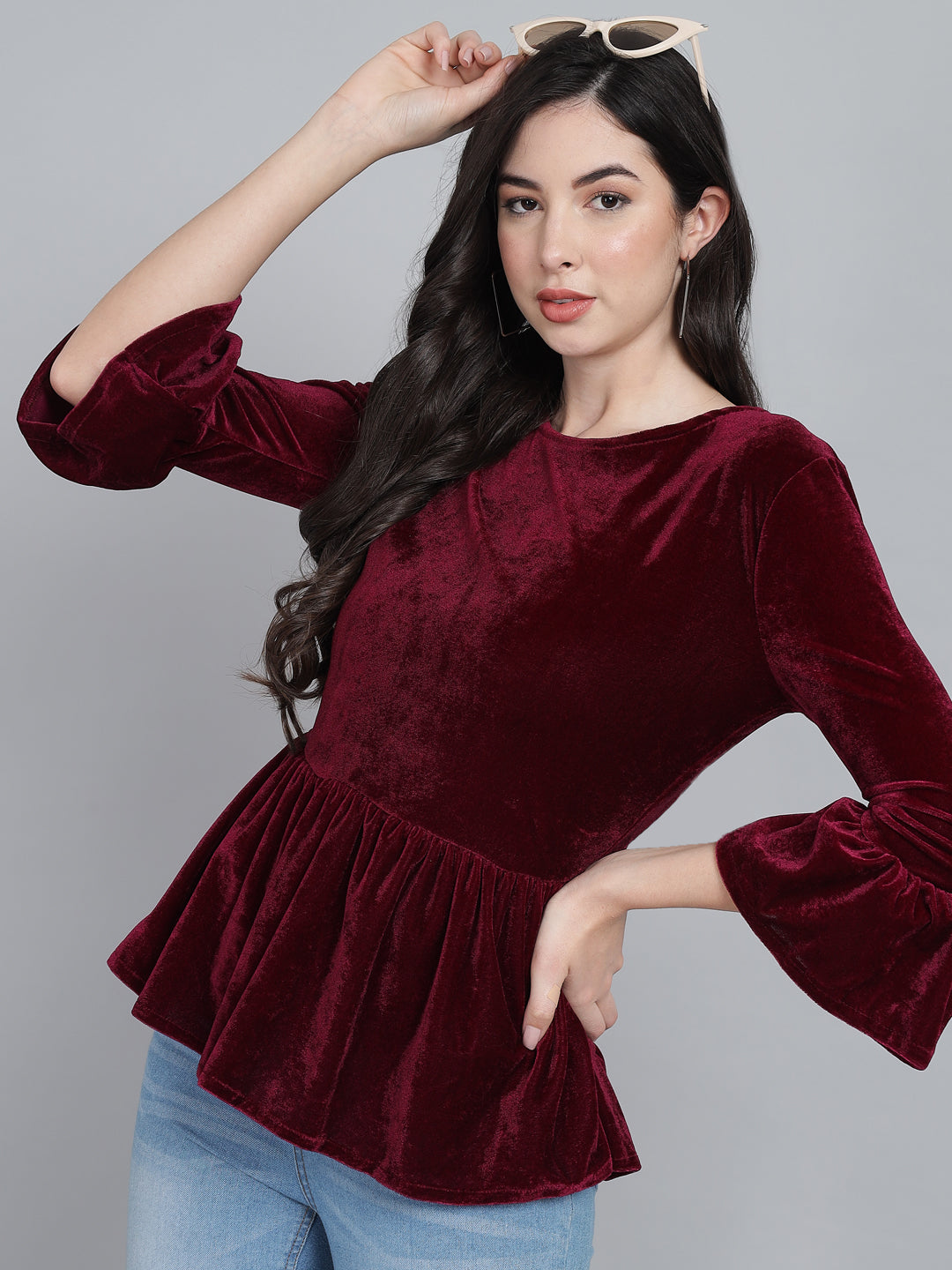 Velvet Peplum Top for Women Premium Partywear & Casual Style