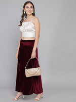 Wide Bottoms Stylish Palazzo Pants Party Trousers Wine