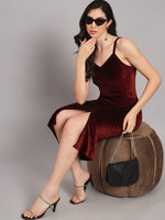 Flattering Cut Sleeveless Bodycon Party Dress Sporty Maroon