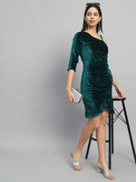 One Shoulder Bodycon Half sleeves Party Dress Rama Green