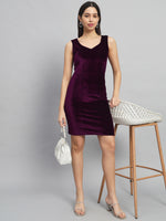 Sleeveless Velvet Bodycon Party Dress Wine