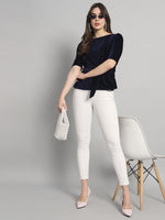 Velvet Tie-Up Peplum Top for Women