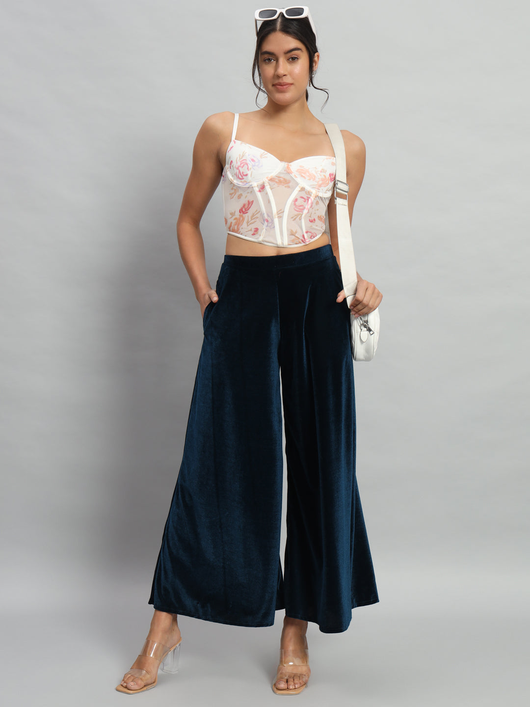 Women Velvet Wide Leg Palazzos