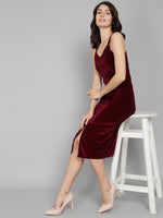 Flattering Cut Sleeveless Bodycon Party Dress Maroon