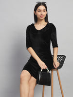 Half Sleeves Above Knee Party Dress Black