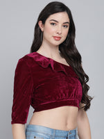 One Off Shoulder Ruffle Styling Blouse Tops Wine