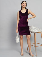 Sleeveless Velvet Bodycon Party Dress Wine