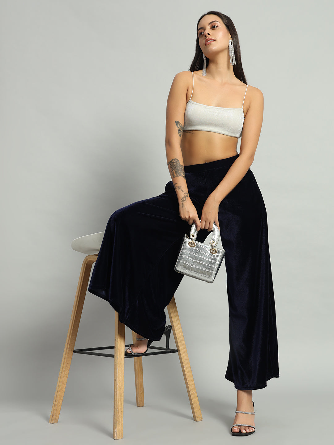 Women Velvet Wide Leg Palazzos