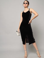 Flattering Cut Sleeveless Bodycon Party Dress Black