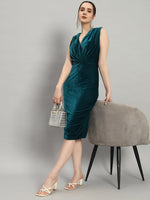 Deep V-Neck Shiny Velvet Sleeveless Party Dress Wine