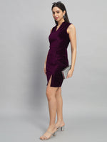 Mandarin Neck Sleeveless Bodycon Party Dress Black