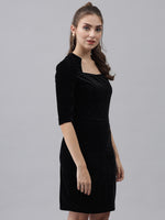 One Piece Bodycon Velvet Party Dress Black