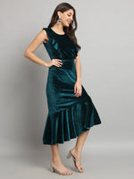 A-Line Ruffle Bottom Sleeveless Party Dress Rama Green