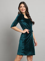 One Piece Bodycon Velvet Party Dress Rama Green