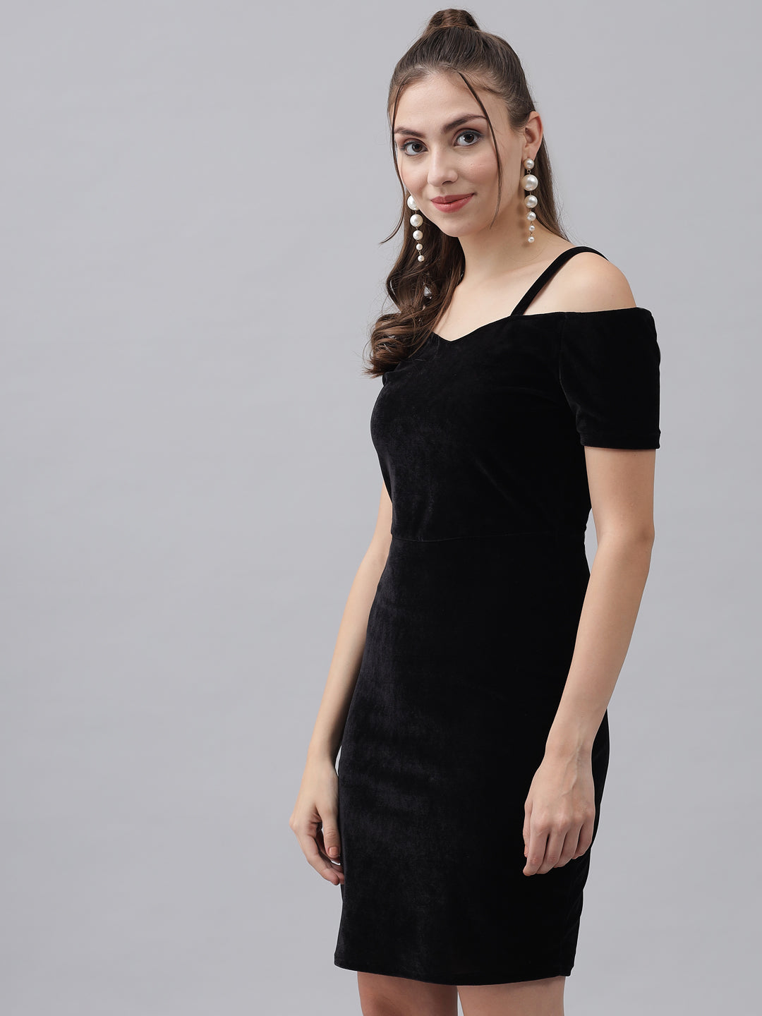 Short Sleeves Off-Shoulder Bodycon Party Women Black