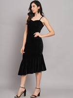 A-Line Fish Cut Ruffle Bottom Sleeveless Party Dress