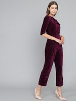 Ruffle Details One Piece One Shoulder Basic Jumpsuit Scarlet Wine