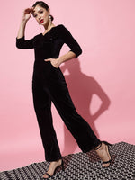 One Piece Half Sleeves Jumpsuit Black