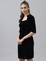 One Piece Bodycon Velvet Party Dress Black