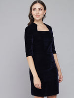 One Piece Bodycon Velvet Party Dress Black