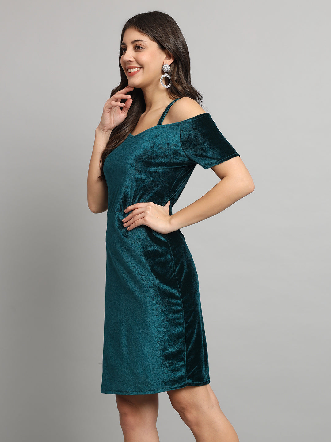 Short Sleeves Off-Shoulder Bodycon Party Women Rama Green