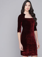 One Piece Bodycon Velvet Party Dress Black