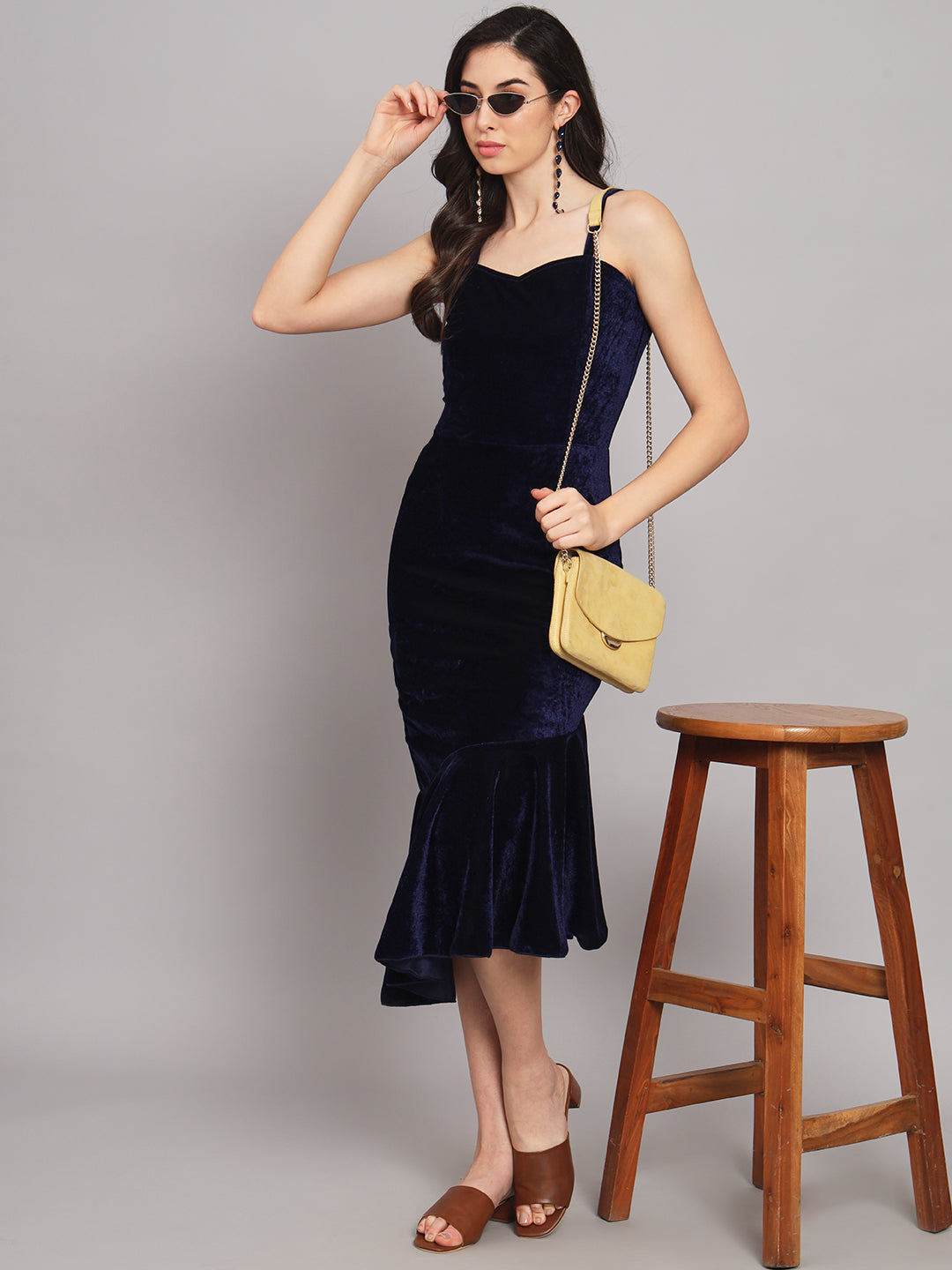 A-Line Fish Cut Ruffle Bottom Sleeveless Party Dress