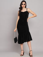 A-Line Fish Cut Ruffle Bottom Sleeveless Party Dress