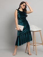 A-Line Ruffle Bottom Sleeveless Party Dress Rama Green