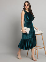 A-Line Ruffle Bottom Sleeveless Party Dress Rama Green