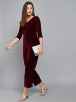 V-Neck Ruffles Details Basic Jumpsuit
