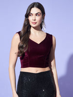 V-Neck Velvet Saree Blouse