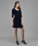 A-Line Quarter Sleeves Party Dress with Waistband