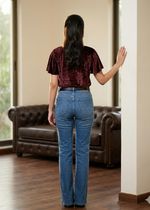 Burgundy Crush Velvet Flared Sleeve Top